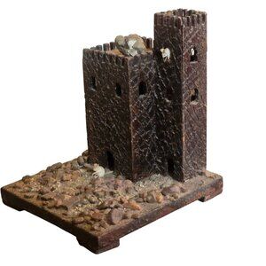 Vintage Castle Folk Art Mice Handcrafted Medieval White Mouse 5 inch